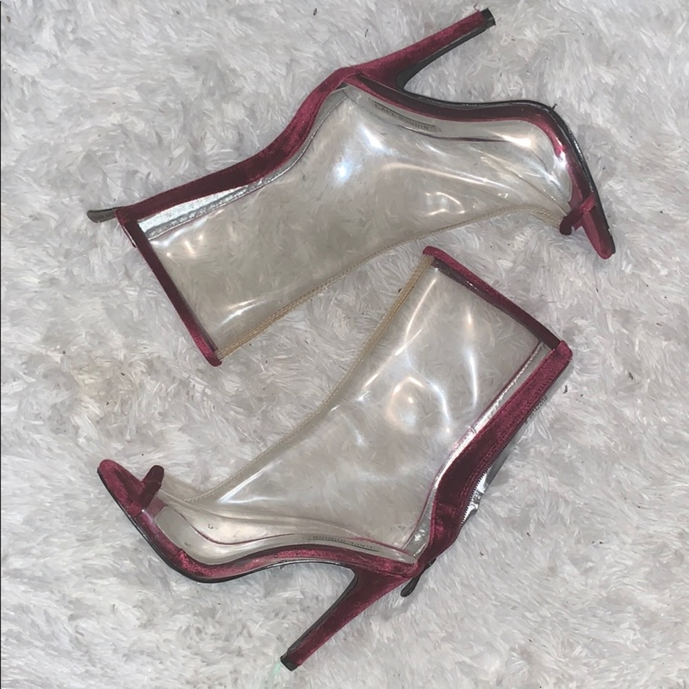 Clear & Burgundy High Sandals